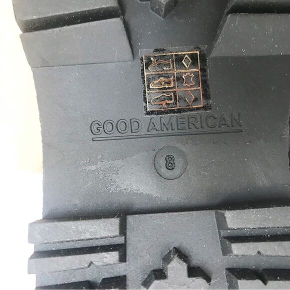 GOOD AMERICAN Black Leather Platform Chelsea Boot Bootie Midi Lug Sole Size 8 - Picture 10 of 10